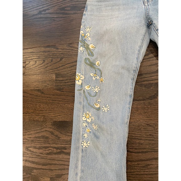 Madewell The Perfect Vintage Jean Yellow White Floral Embroidered 24 - Picture 4 of 6